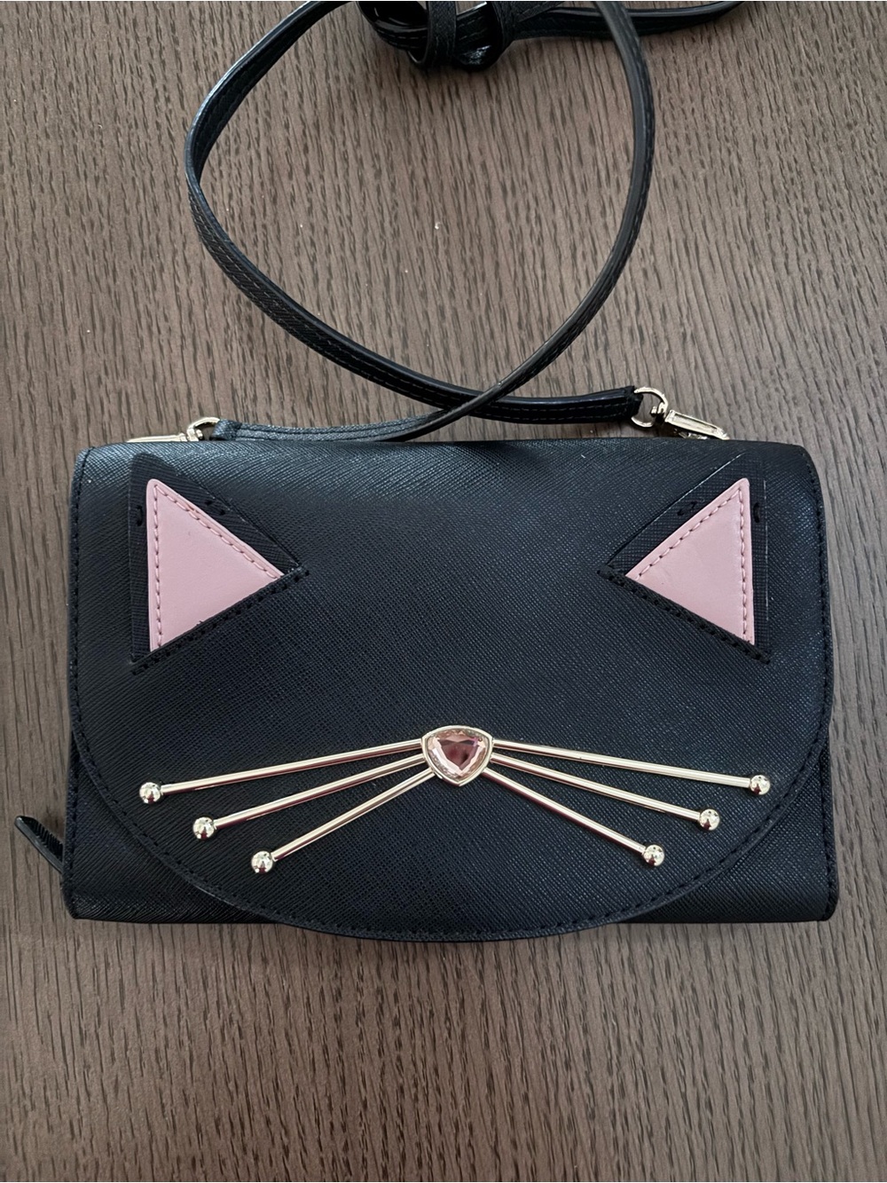 KATE SPADE Winni Jazz Things Up Black Cat Kitty Crossbody Wallet Purse Bag NWOT